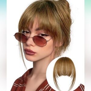 Clip in Bangs 100% Real Human Hair French Fringe Bangs Natural Flat(copper color